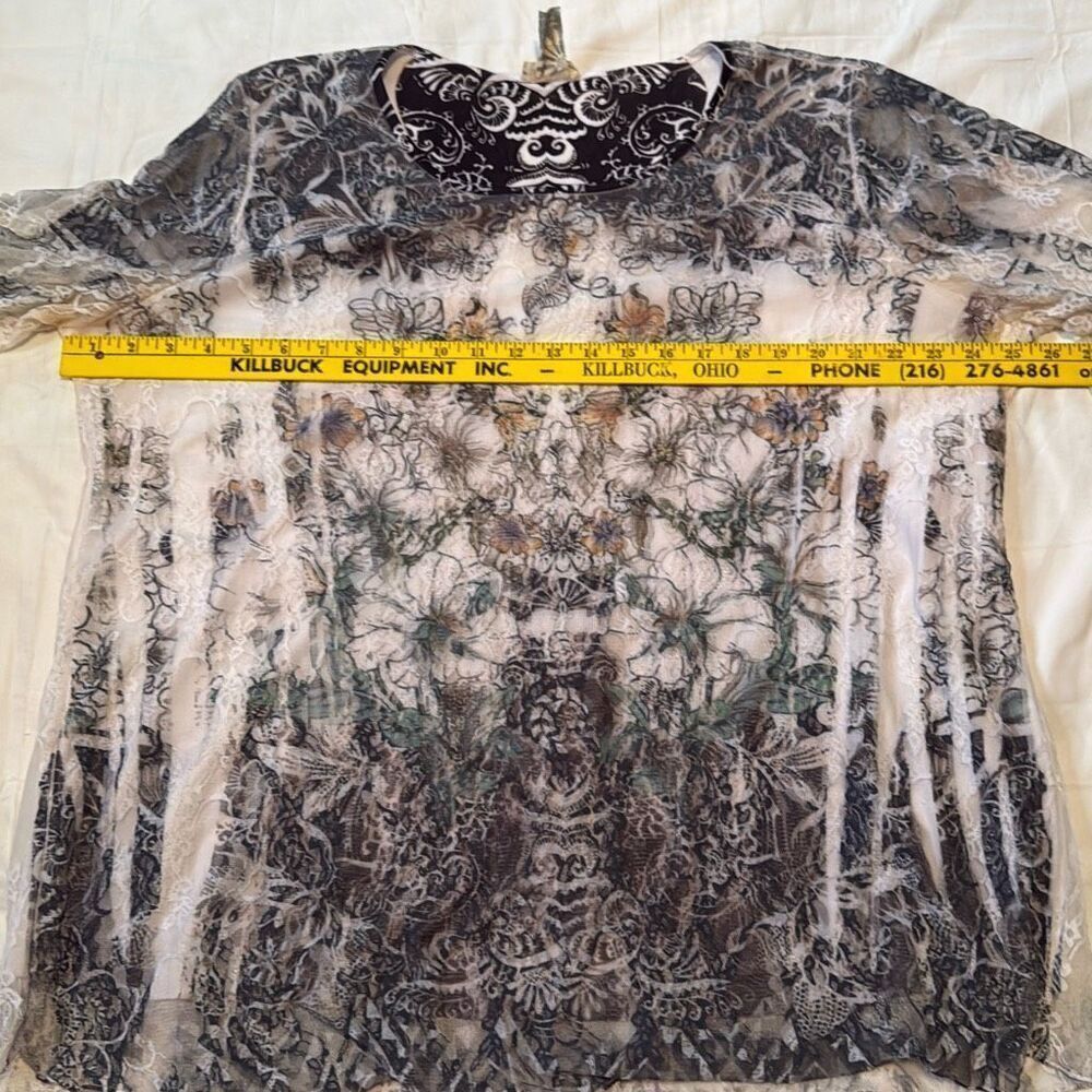 Vintage Brittany Black lace blouse womens size 3xl black white whimsigoth fairy - Picture 9 of 9